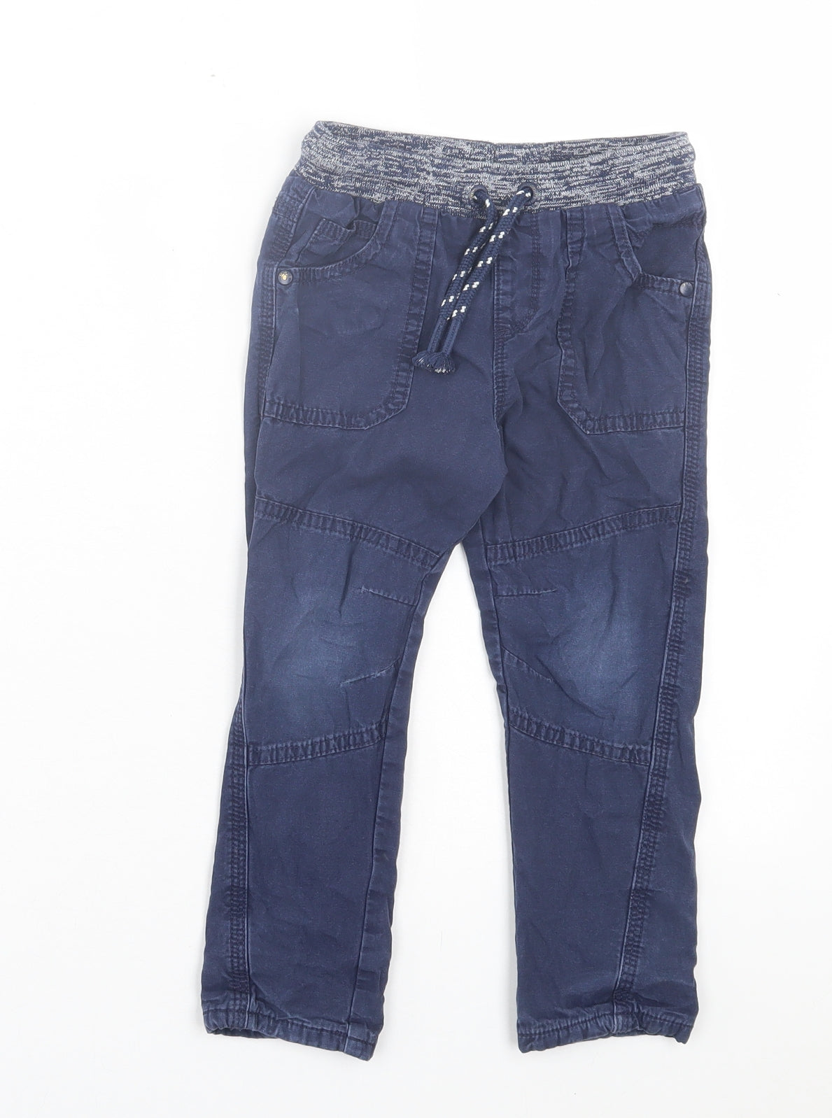 George Boys Blue Cotton Chino Trousers Size 3-4 Years Regular Drawstring