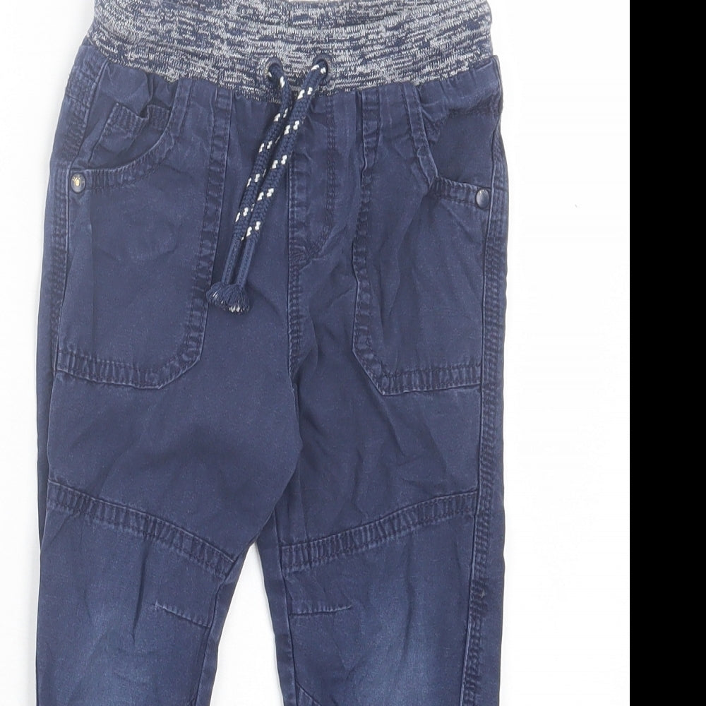George Boys Blue Cotton Chino Trousers Size 3-4 Years Regular Drawstring