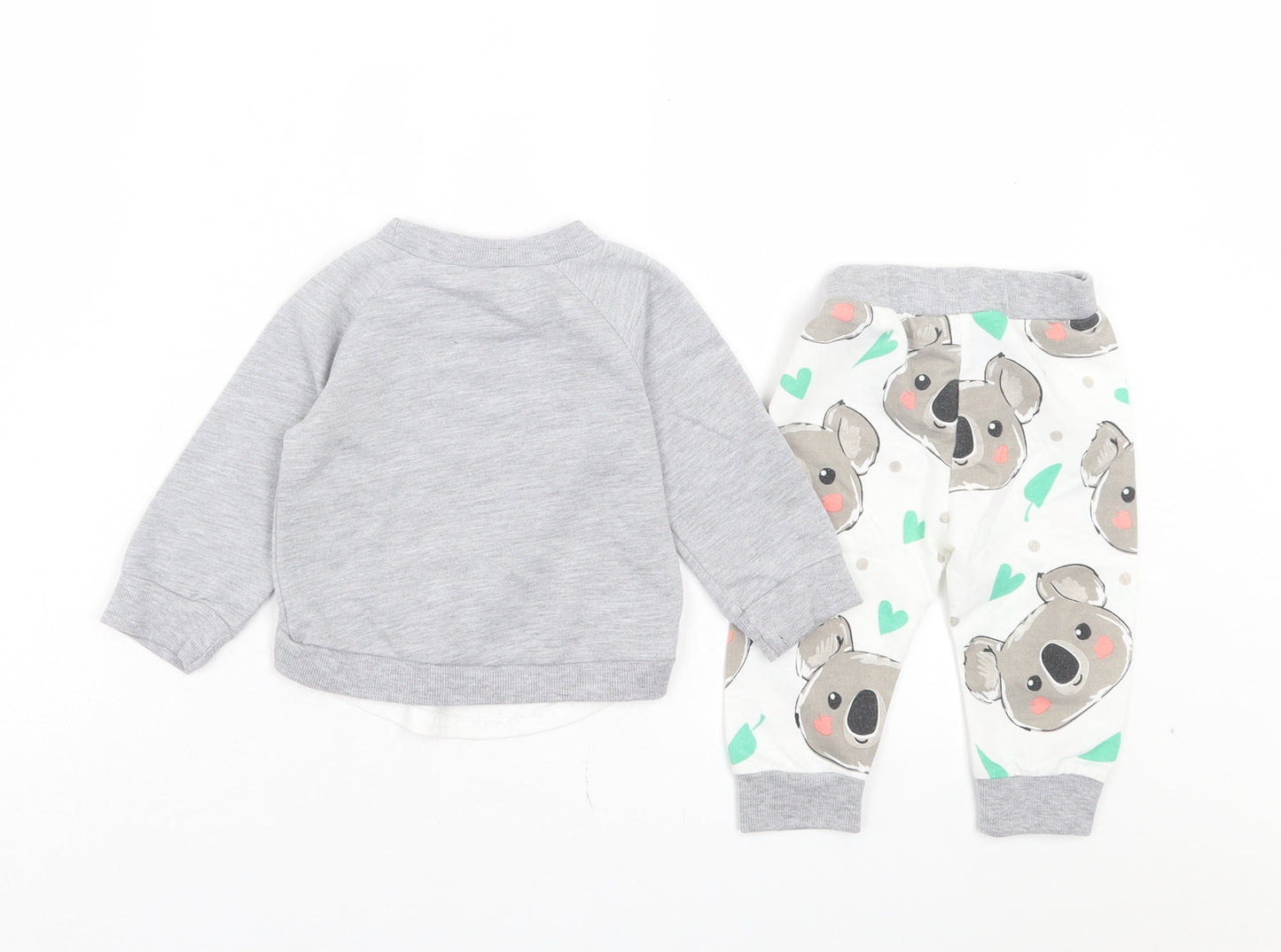 SheIn Girls Grey Geometric Cotton Capri Pyjama Set Size 3-6 Months Pullover - Koala bear Print