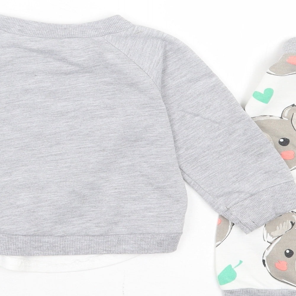 SheIn Girls Grey Geometric Cotton Capri Pyjama Set Size 3-6 Months Pullover - Koala bear Print
