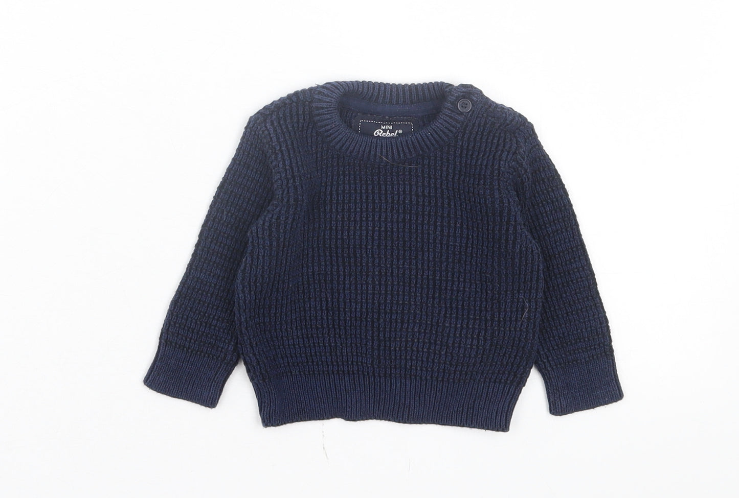 Primark Boys Blue Cotton Pullover Jumper Size 0-3 Months Button