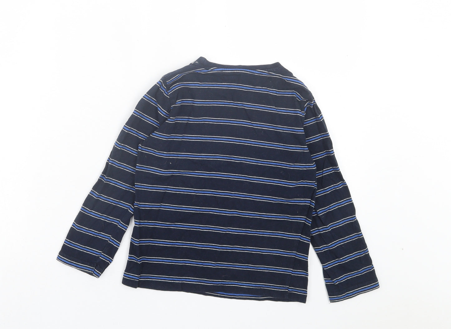 Primark Boys Blue Striped Cotton Basic Casual Size 5 Years Crew Neck Pullover