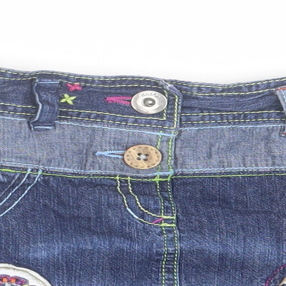 NEXT Girls Blue Geometric Cotton A-Line Skirt Size 2-3 Years Regular Button