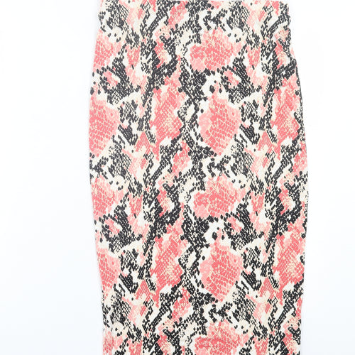 Dorothy Perkins Womens Pink Animal Print Viscose Straight & Pencil Skirt Size 10 - Snake Print