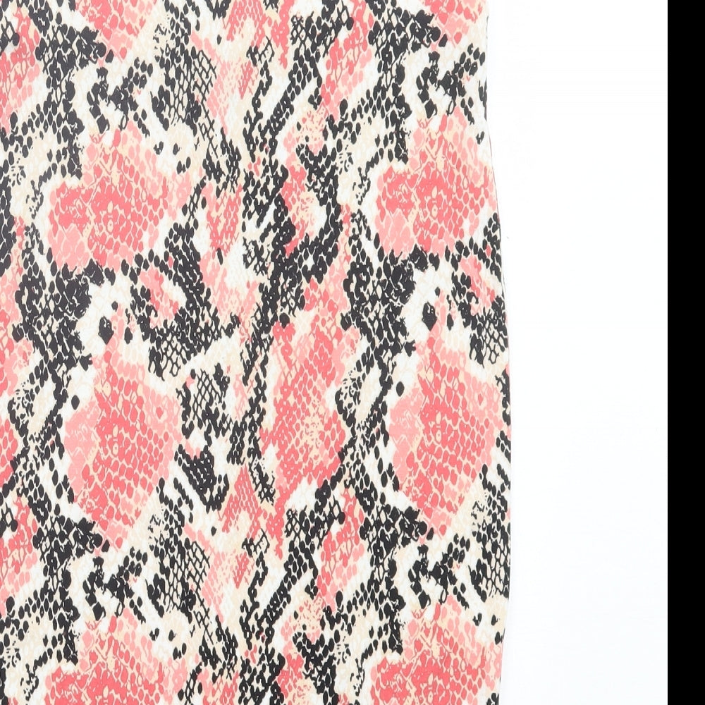 Dorothy Perkins Womens Pink Animal Print Viscose Straight & Pencil Skirt Size 10 - Snake Print