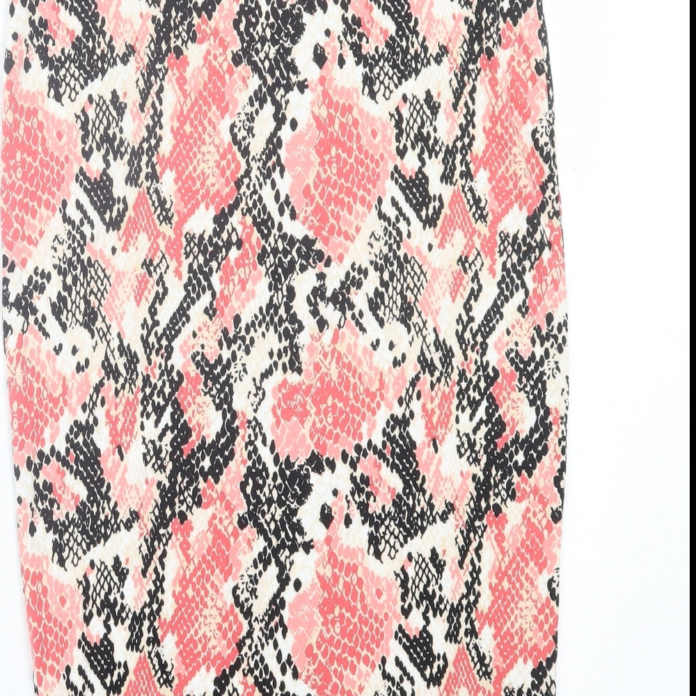 Dorothy Perkins Womens Pink Animal Print Viscose Straight & Pencil Skirt Size 10 - Snake Print