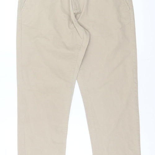 Matalan Mens Beige Cotton Chino Trousers Size 34 in L29 in Regular Button - Short Leg