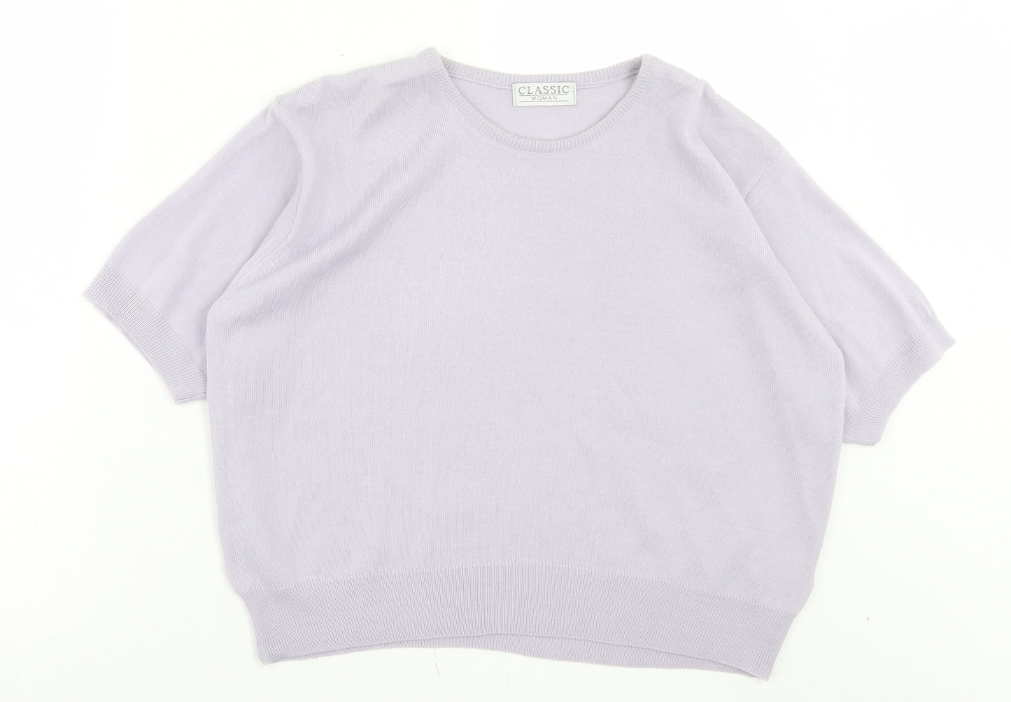 Classic Womens Purple Crew Neck Acrylic Pullover Jumper Size 18
