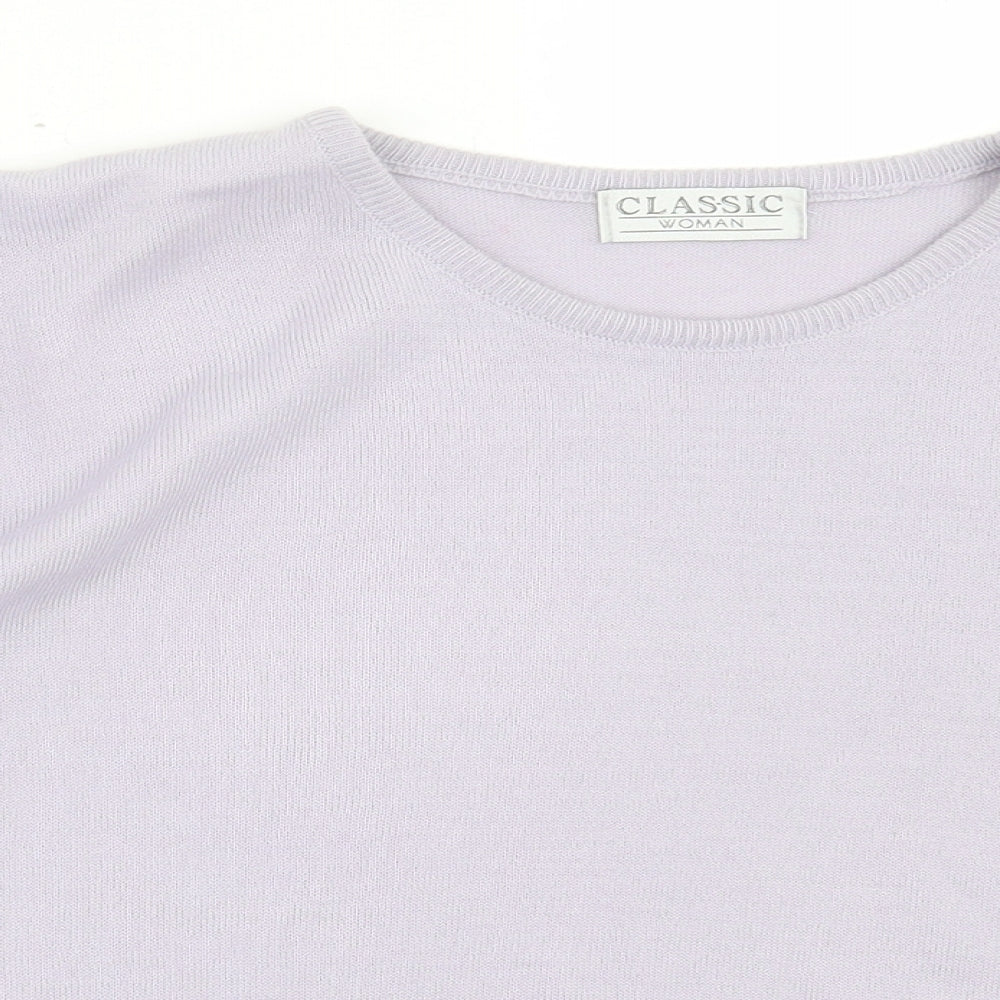 Classic Womens Purple Crew Neck Acrylic Pullover Jumper Size 18