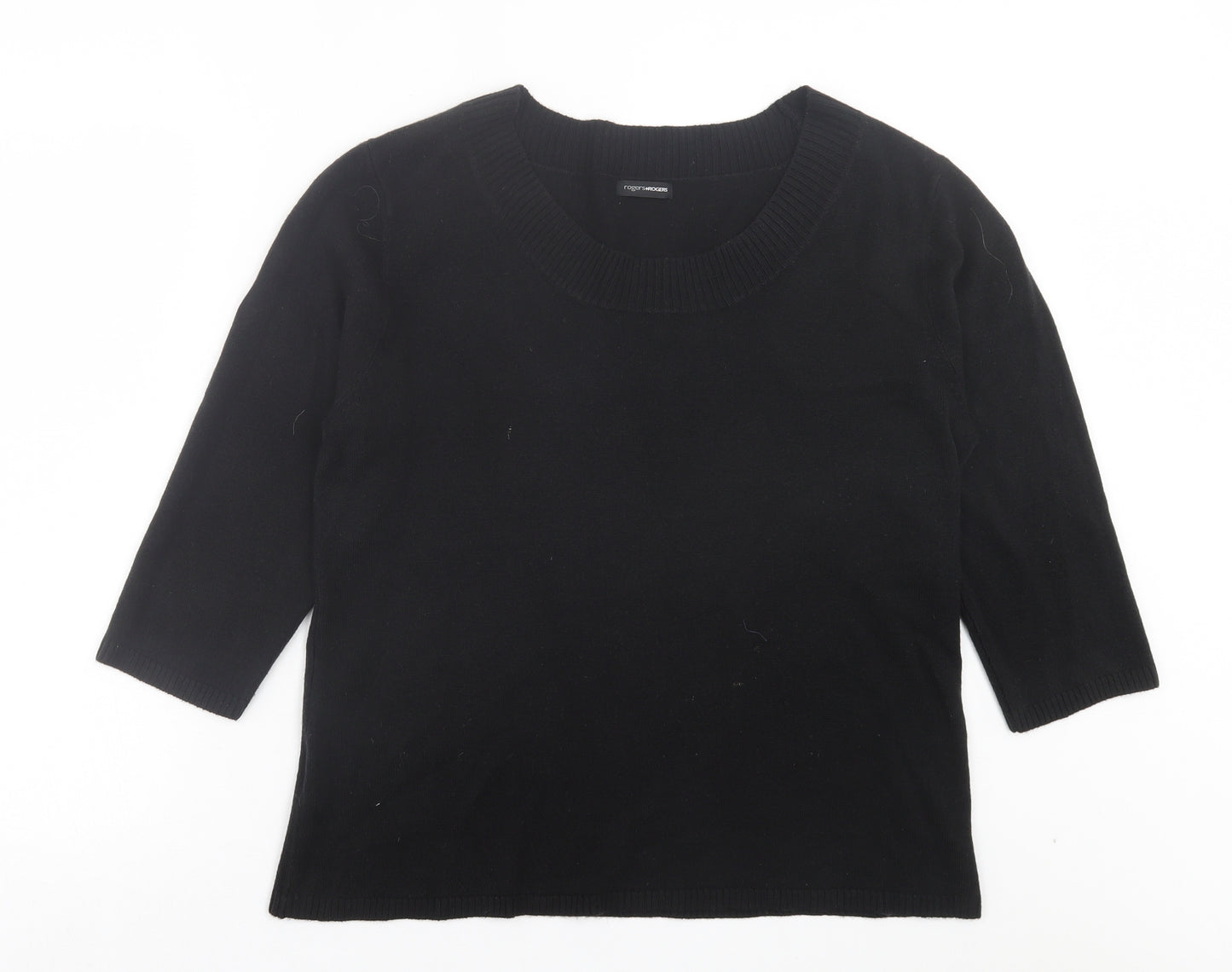 Rogers+Rogers Womens Black Scoop Neck Acrylic Pullover Jumper Size 20
