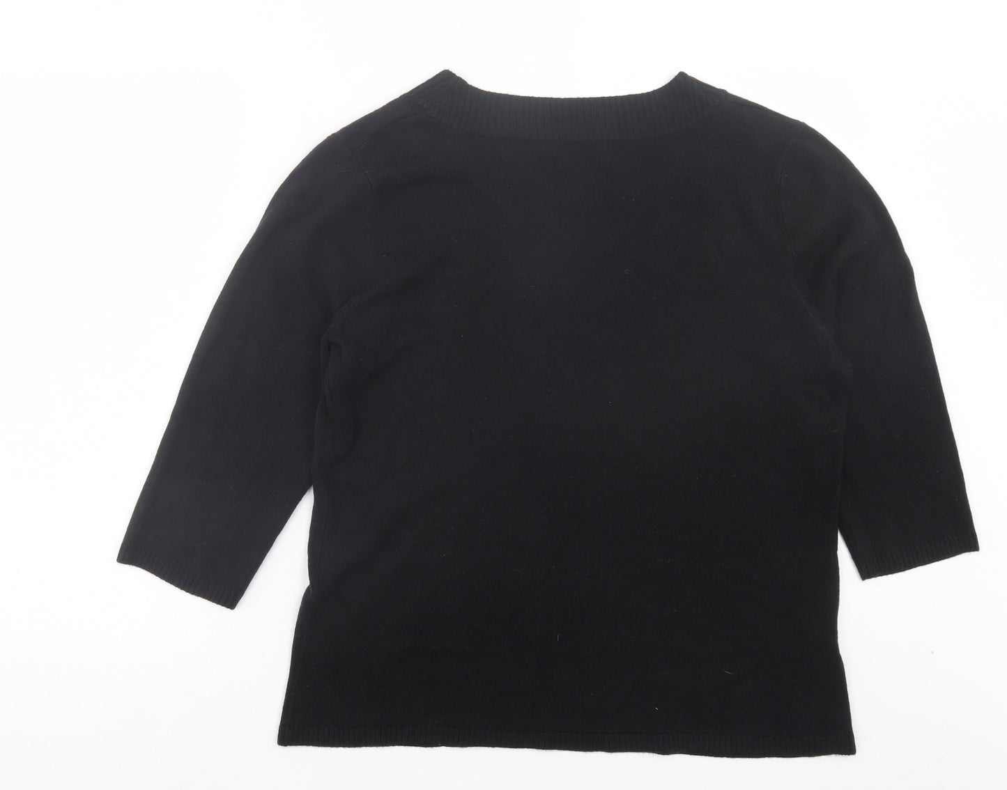 Rogers+Rogers Womens Black Scoop Neck Acrylic Pullover Jumper Size 20