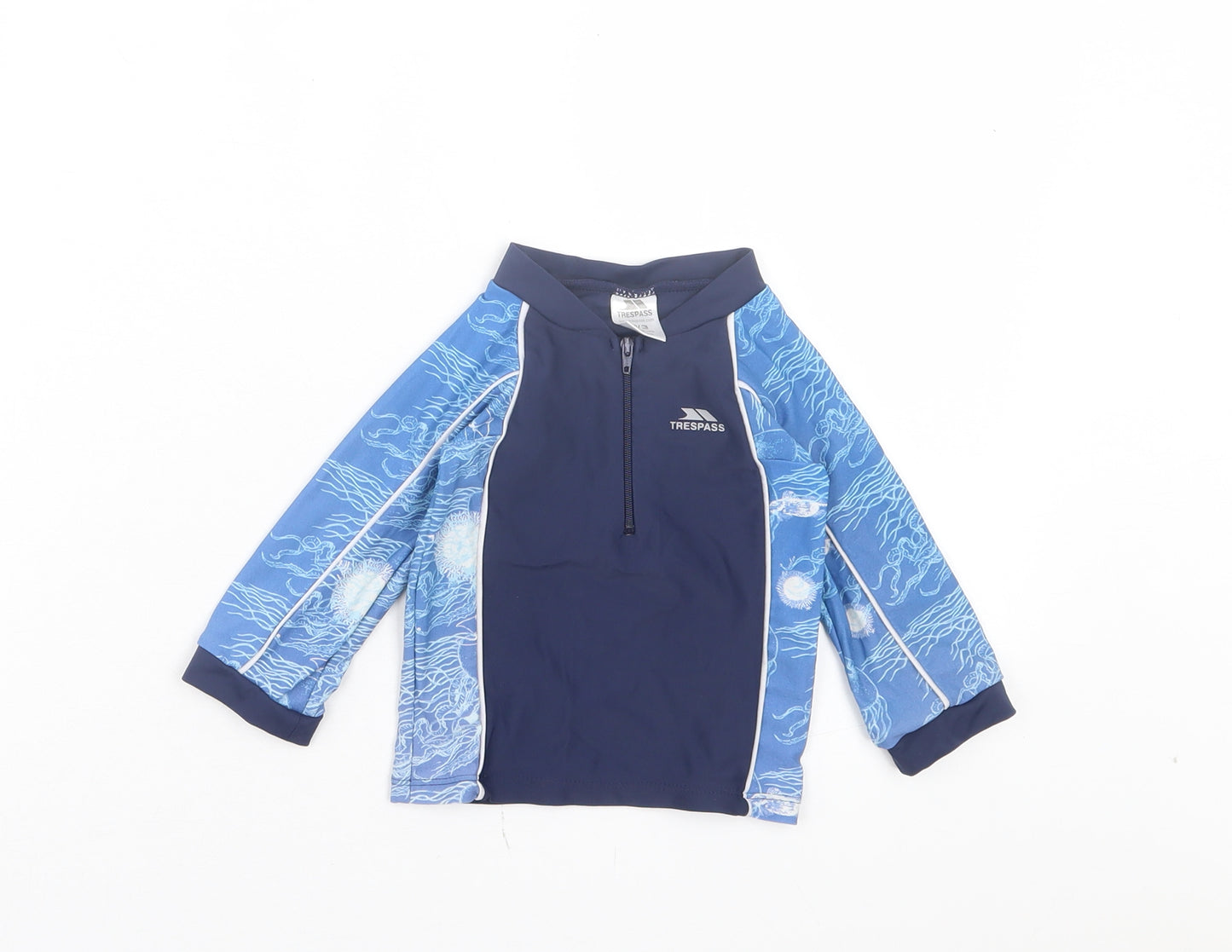 Trespass Boys Black Geometric Polyester Pullover Casual Size 2-3 Years High Neck Zip - Swim Top