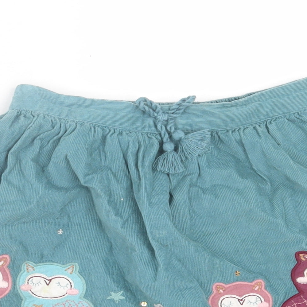 TU Girls Green Cotton A-Line Skirt Size 4-5 Years Regular Pull On - Owls