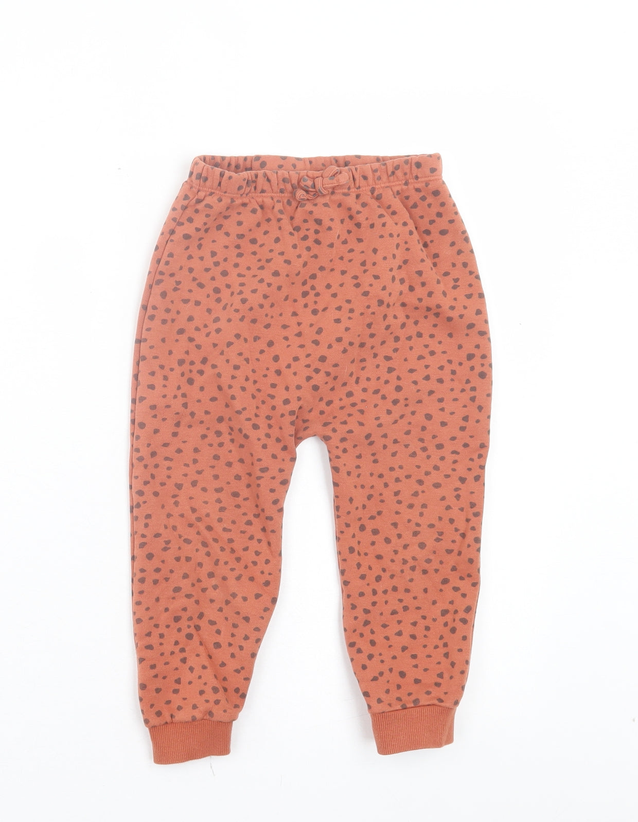 TU Girls Orange Animal Print Cotton Jogger Trousers Size 2-3 Years Regular Pullover
