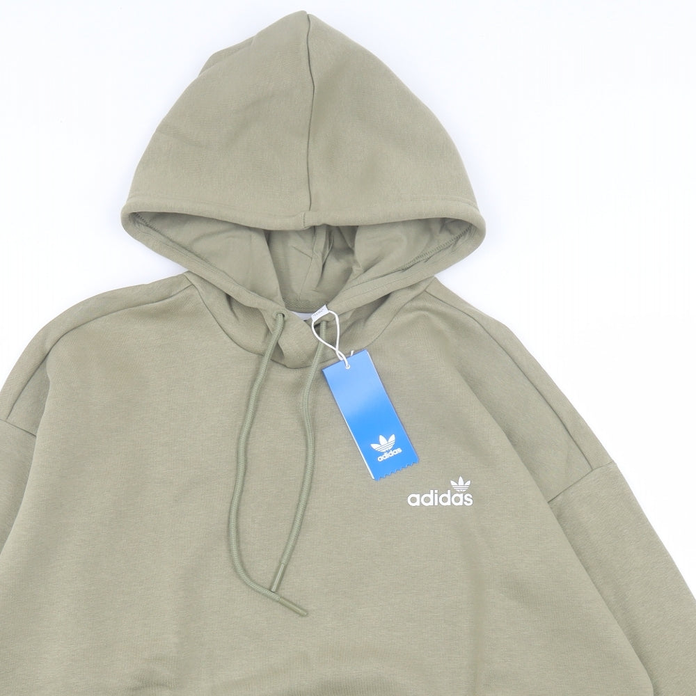 adidas Womens Green Cotton Pullover Hoodie Size 14 Pullover