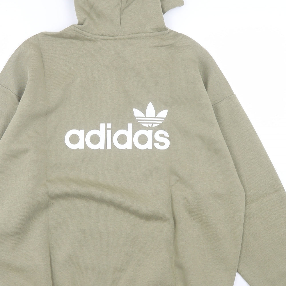 adidas Womens Green Cotton Pullover Hoodie Size 14 Pullover