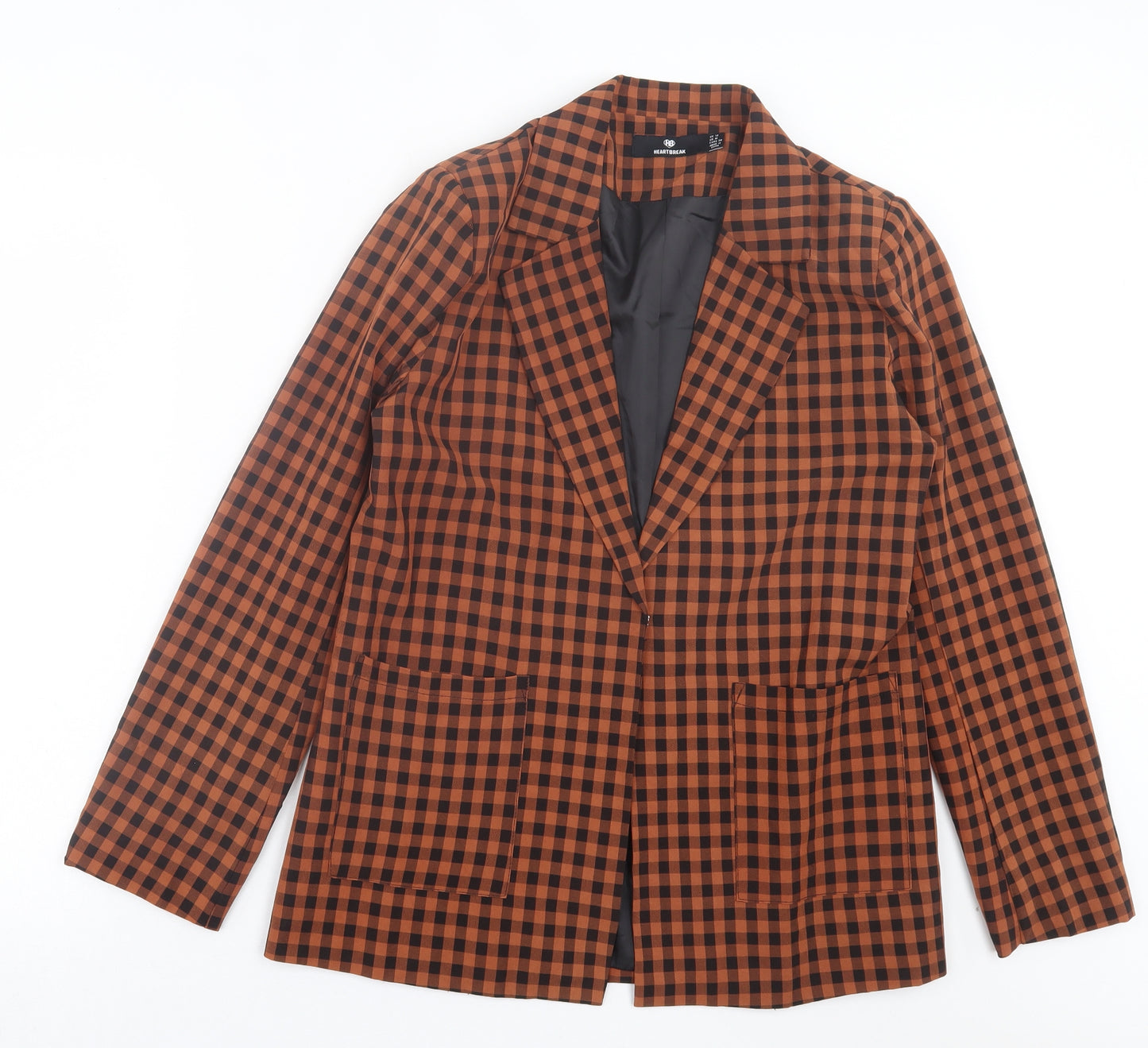 Heartbreak Womens Brown Plaid Jacket Blazer Size 10 Button