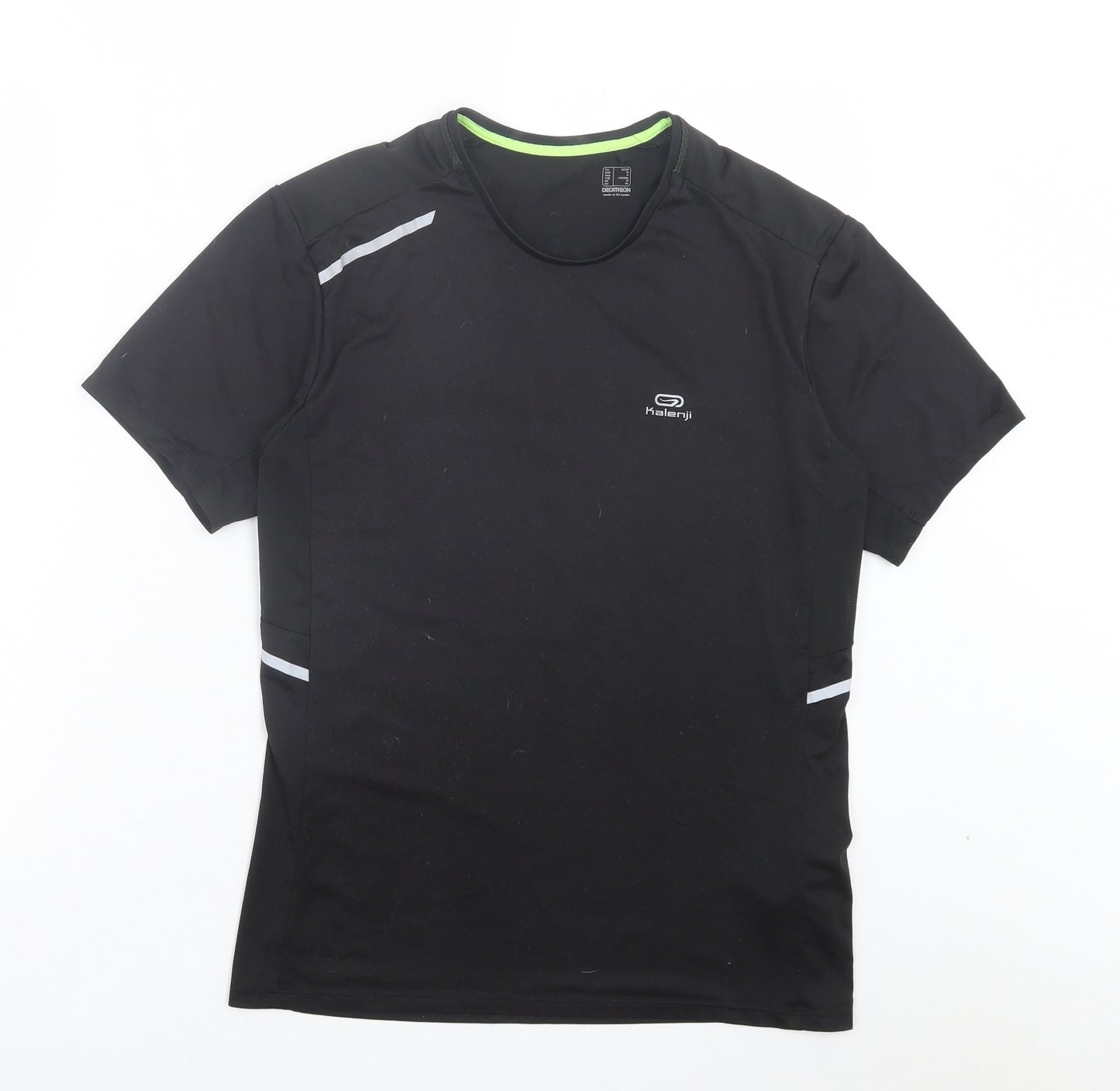 Kalenji Mens Black Polyester Basic T-Shirt Size S Crew Neck Pullover