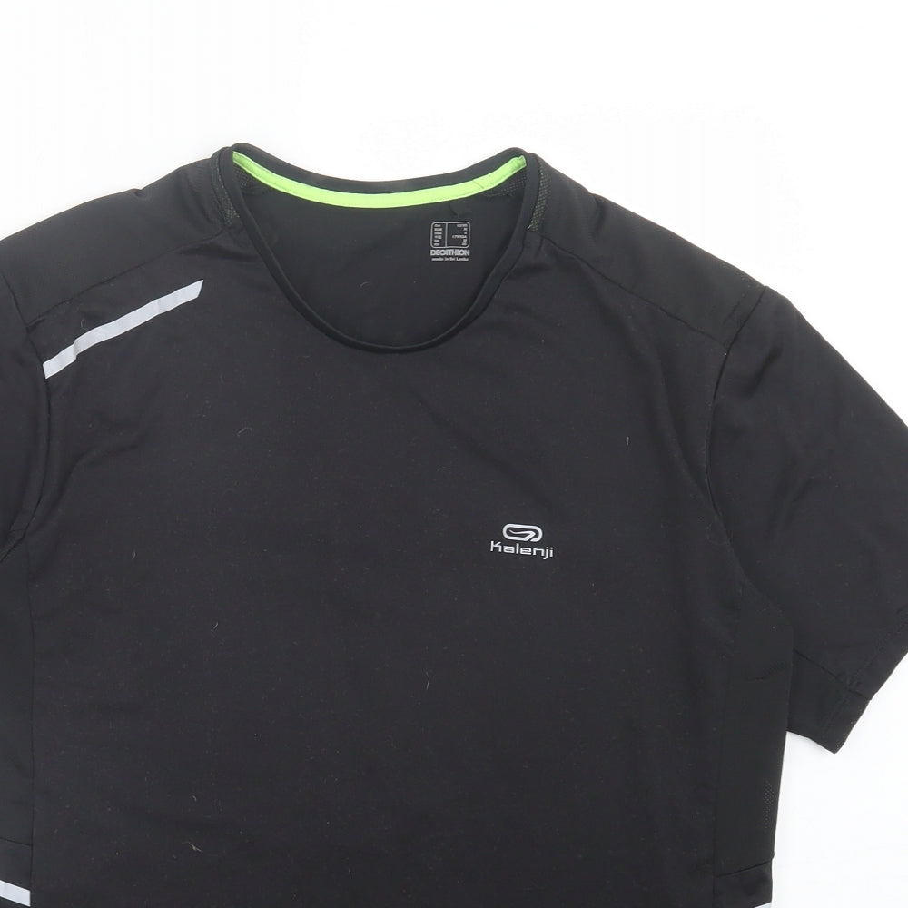 Kalenji Mens Black Polyester Basic T-Shirt Size S Crew Neck Pullover