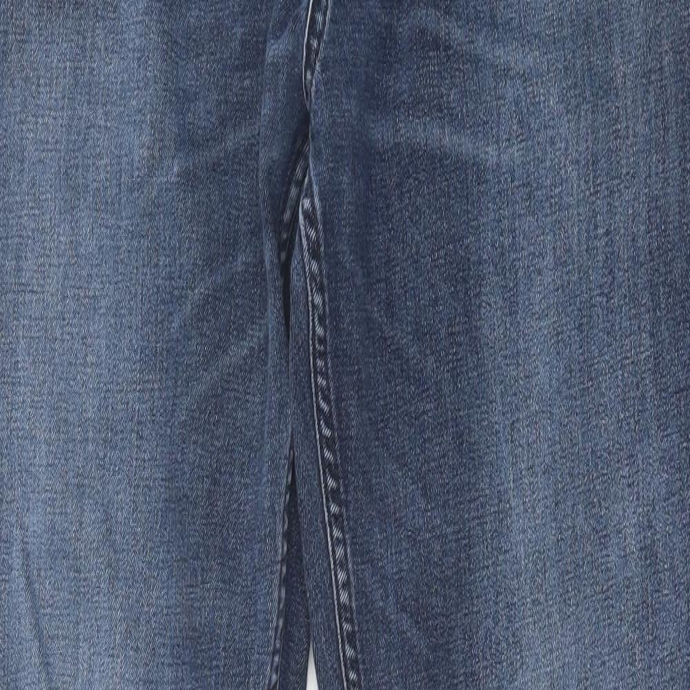JACK & JONES Mens Blue Cotton Straight Jeans Size 34 in L34 in Regular Button