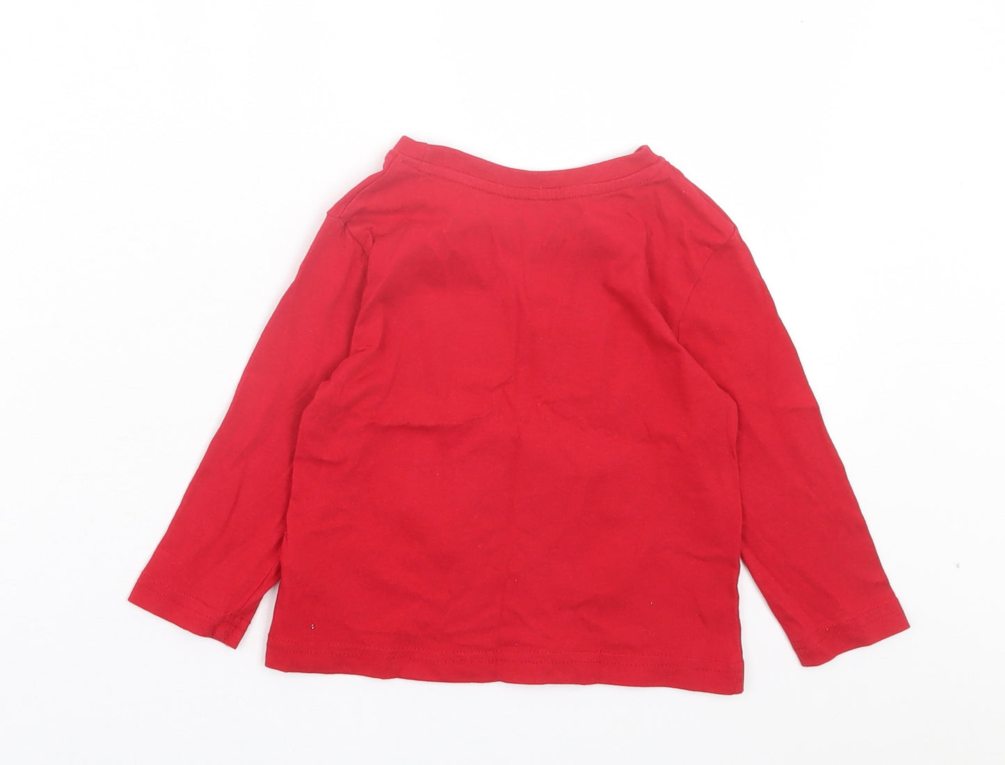 Primark Boys Red Cotton Basic Casual Size 2 Years Crew Neck Pullover - SantaSauraus