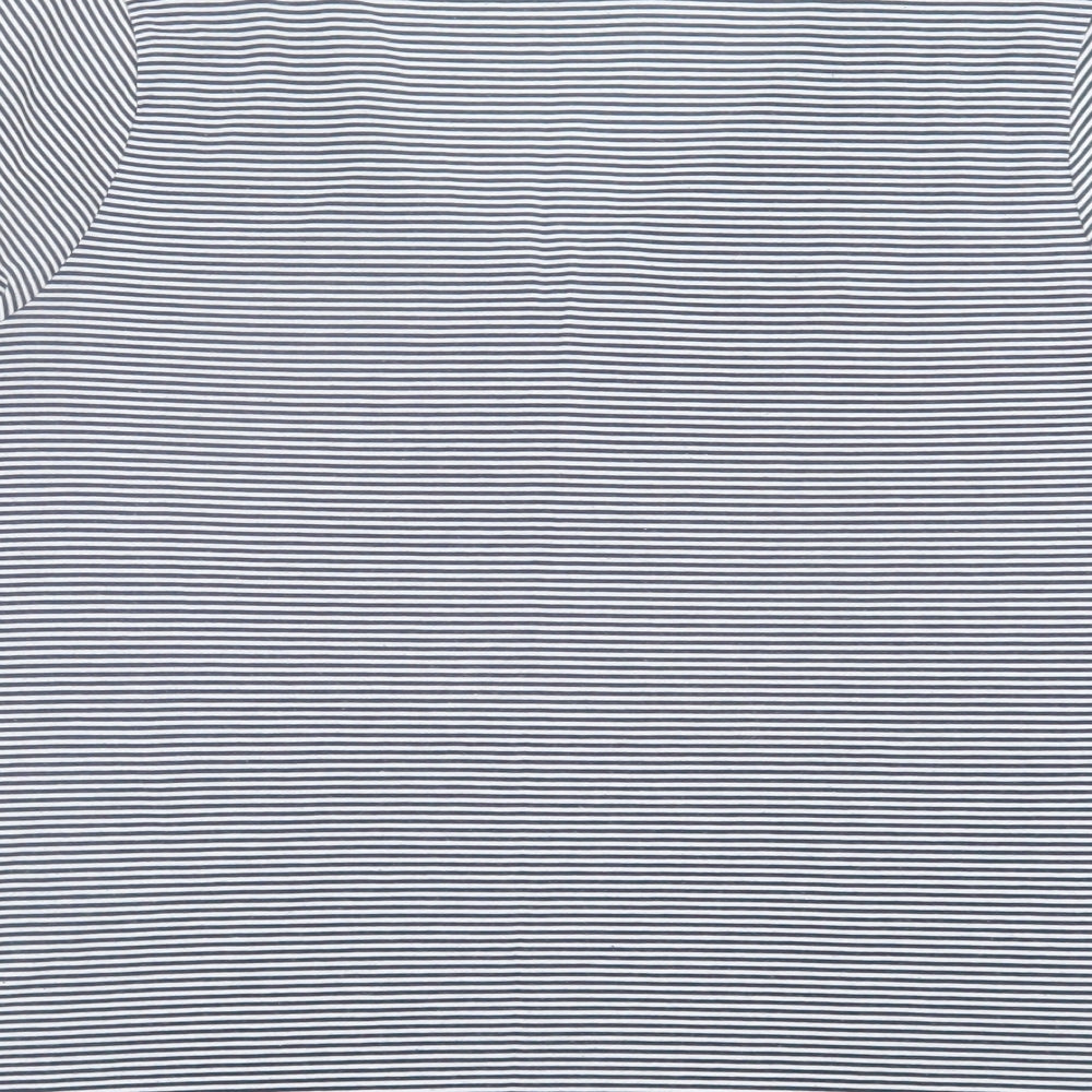 Bonmarché Womens Blue Striped Polyester Basic T-Shirt Size 18 V-Neck