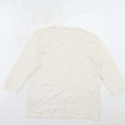 Warehouse Womens White Crew Neck Viscose Pullover Jumper Size 12