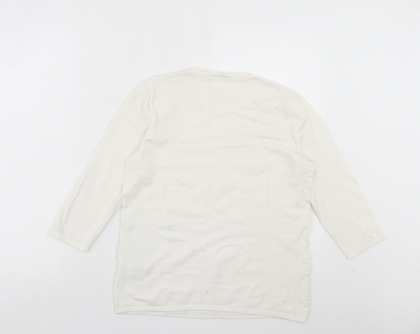 Warehouse Womens White Crew Neck Viscose Pullover Jumper Size 12
