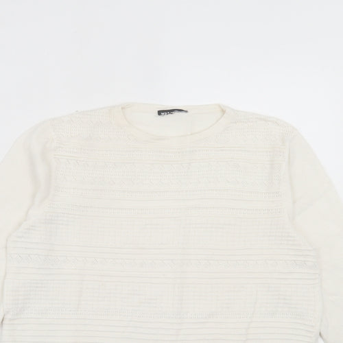 Warehouse Womens White Crew Neck Viscose Pullover Jumper Size 12