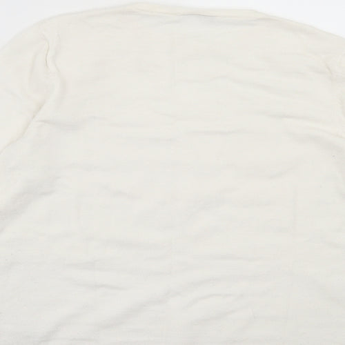 Warehouse Womens White Crew Neck Viscose Pullover Jumper Size 12