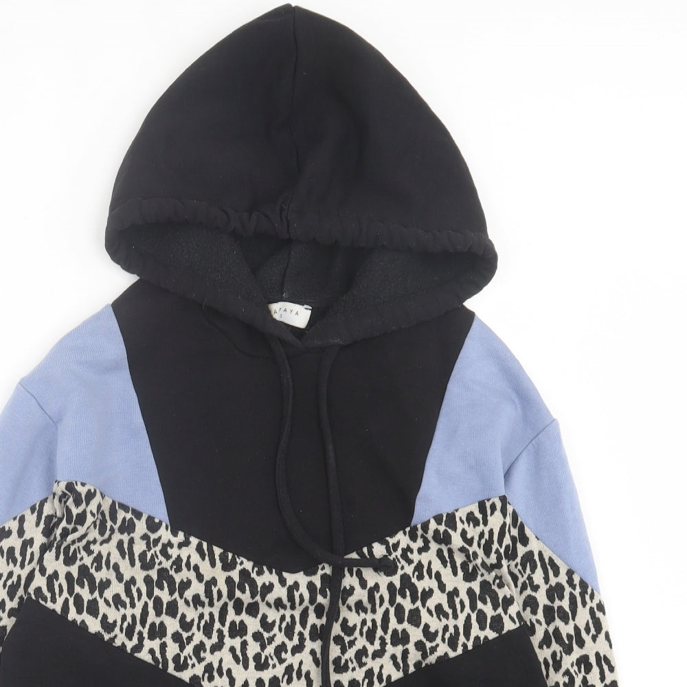 Matalan Womens Black Animal Print Cotton Pullover Hoodie Size S Pullover - Leopard Print