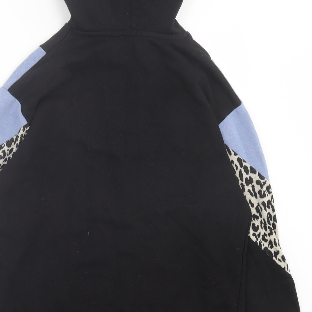 Matalan Womens Black Animal Print Cotton Pullover Hoodie Size S Pullover - Leopard Print