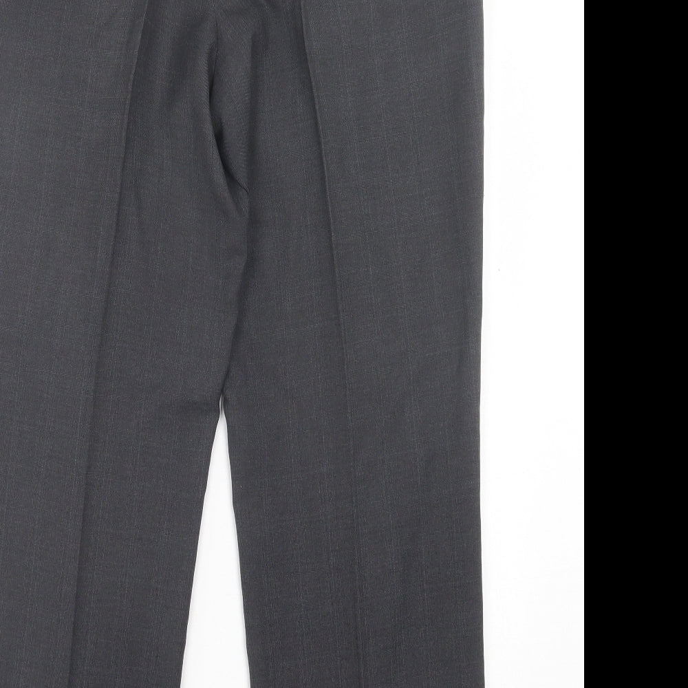 George Mens Grey Polyester Trousers Size 36 in L31 in Regular Button
