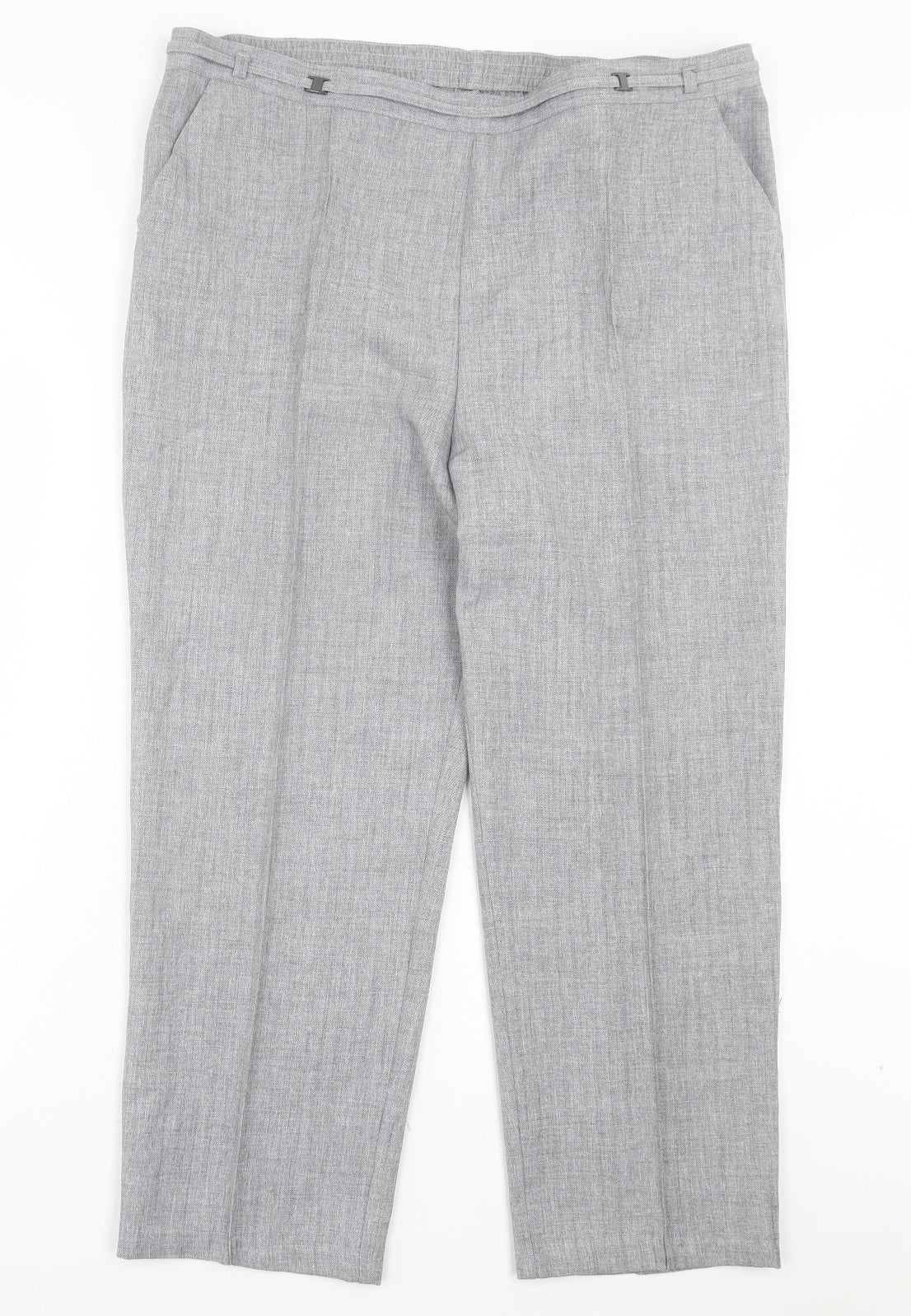 Marks and Spencer Womens Grey Polyester Trousers Size 16 L26 in Regular