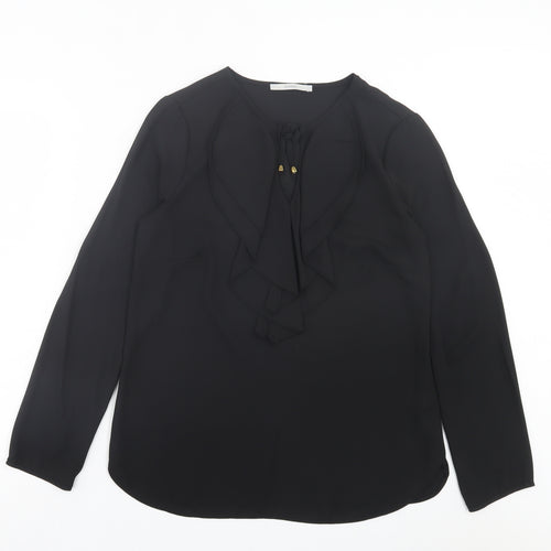 George Womens Black Polyester Basic Blouse Size 12 Crew Neck