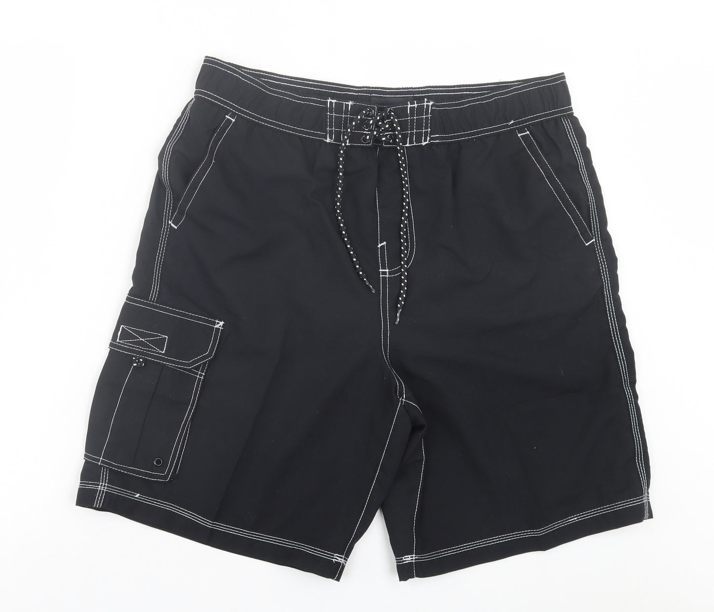 George Mens Black Polyester Sweat Shorts Size L L8 in Regular Drawstring