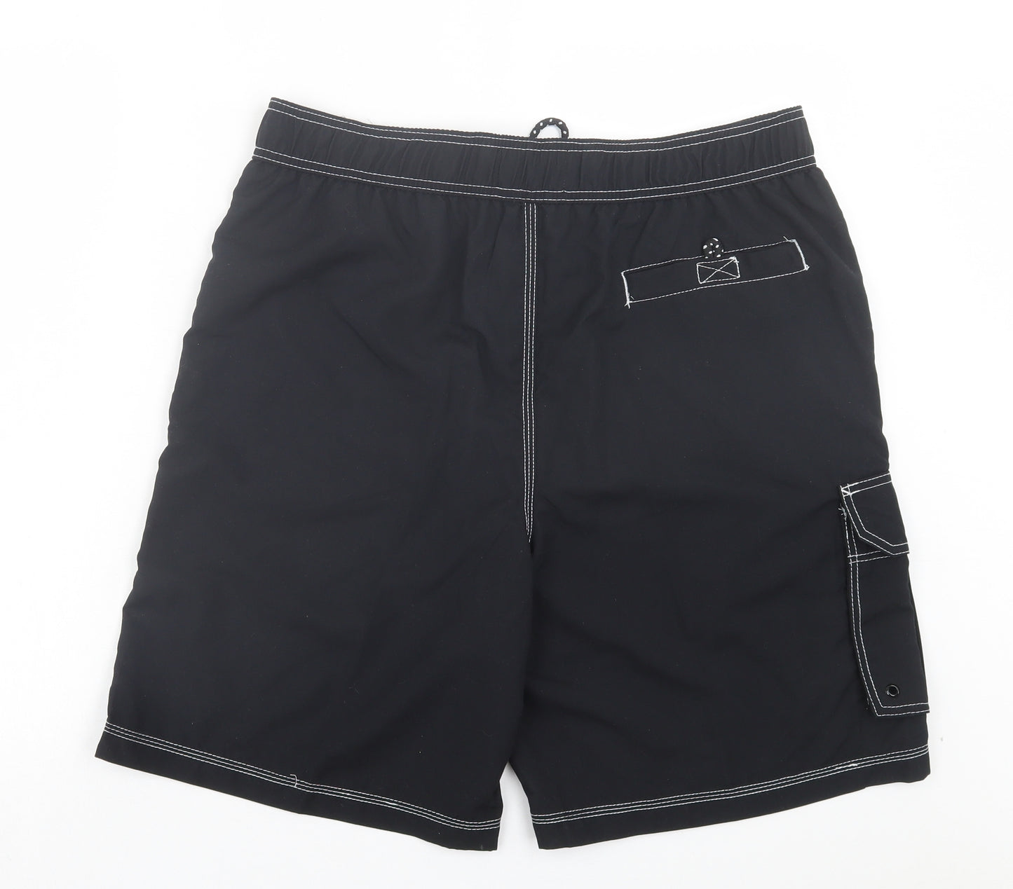 George Mens Black Polyester Sweat Shorts Size L L8 in Regular Drawstring