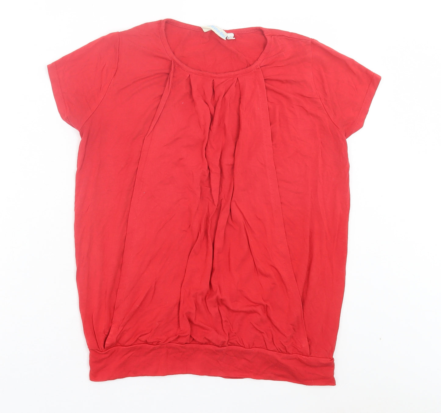 JoJo Maman Bébé Womens Red Viscose Basic T-Shirt Size S Crew Neck