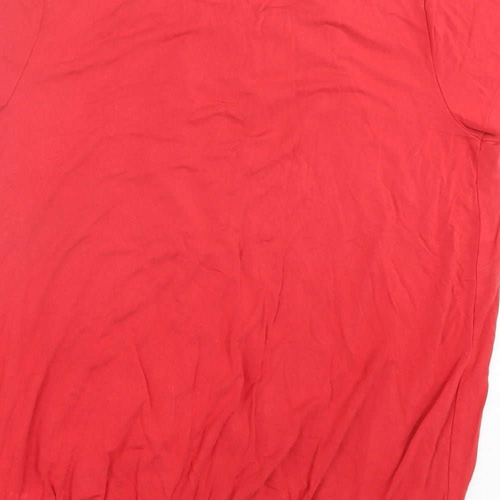 JoJo Maman Bébé Womens Red Viscose Basic T-Shirt Size S Crew Neck