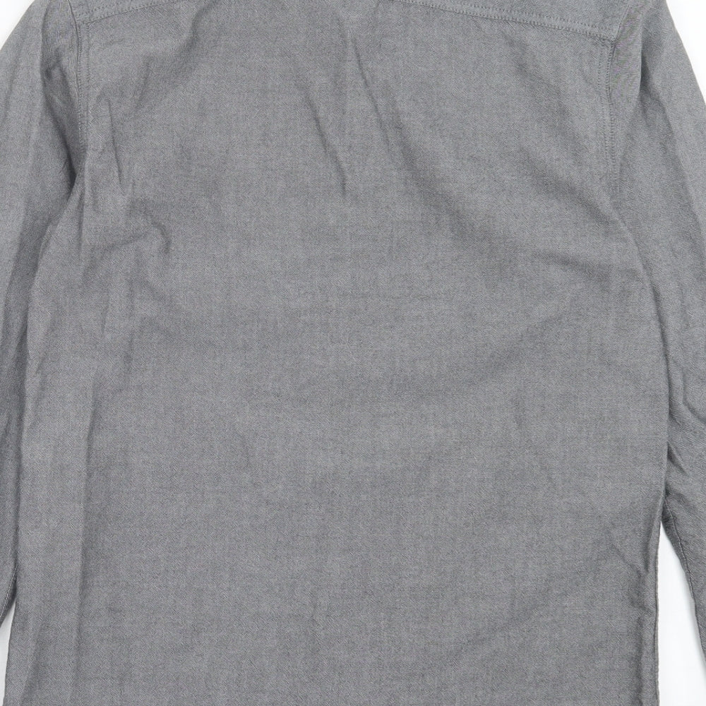 Penguin Mens Grey Cotton Button-Up Size S Collared Button