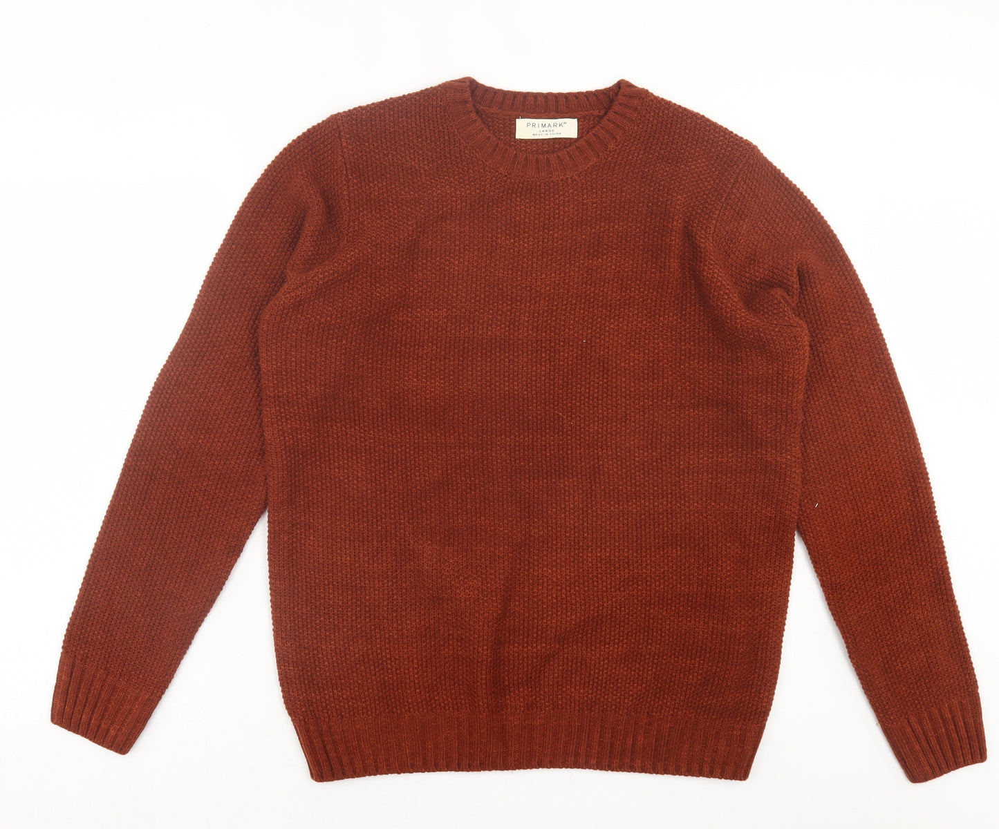Primark Mens Brown Crew Neck Acrylic Pullover Jumper Size L