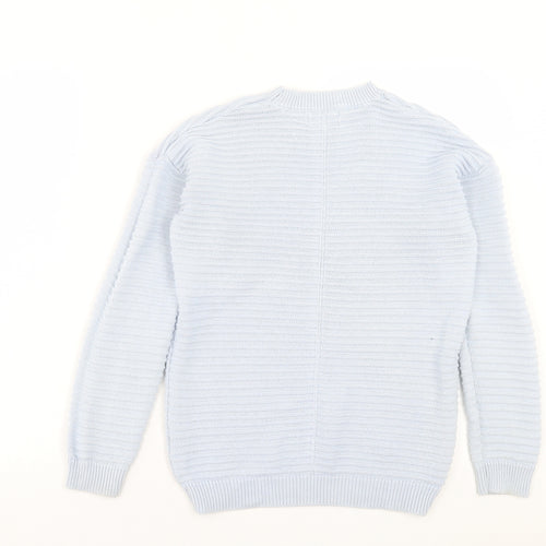 Papaya Womens Blue Crew Neck Cotton Pullover Jumper Size S