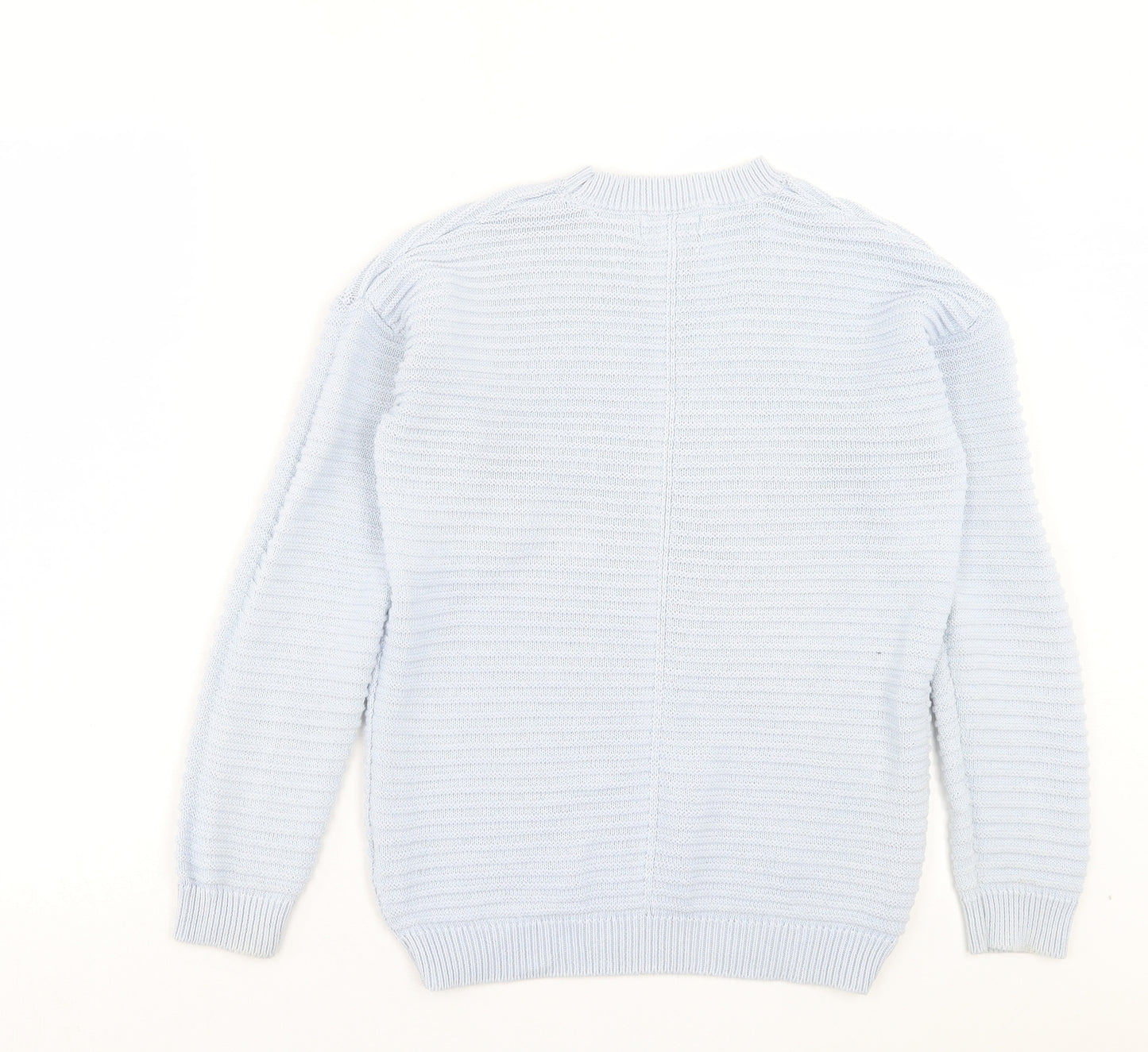 Papaya Womens Blue Crew Neck Cotton Pullover Jumper Size S