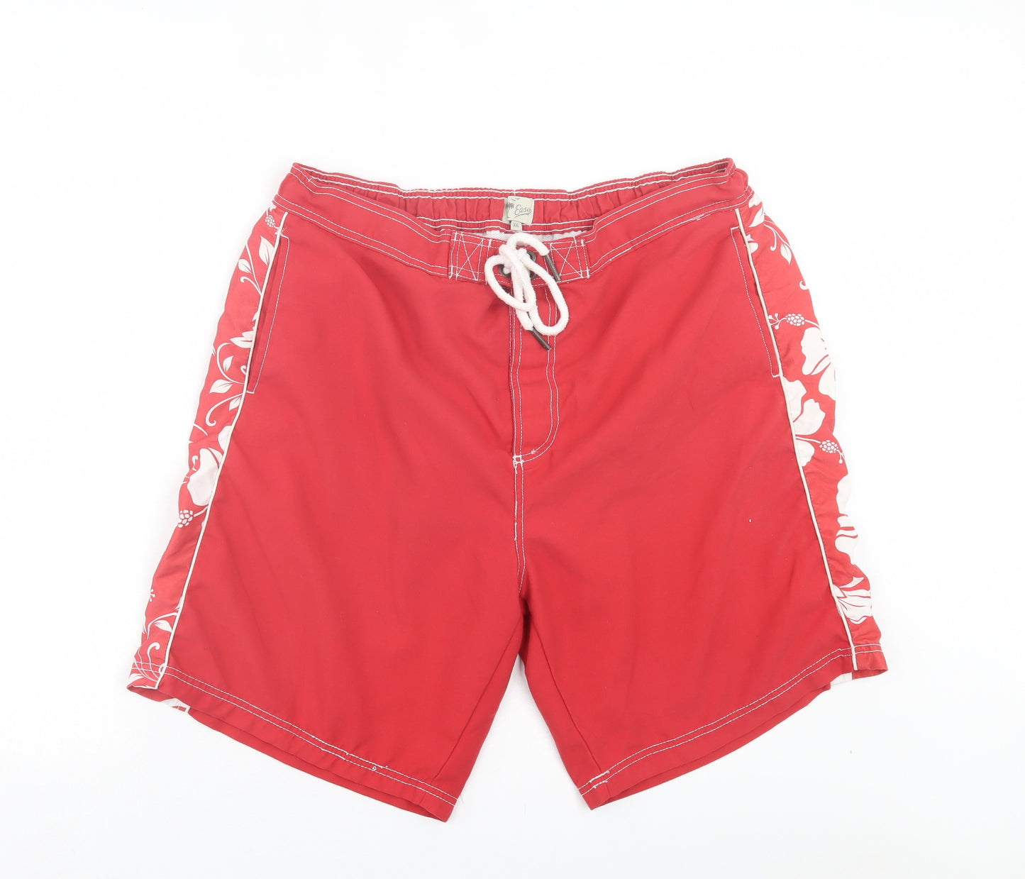 Matalan Mens Red Floral Polyester Sweat Shorts Size 2XL L10 in Regular Drawstring