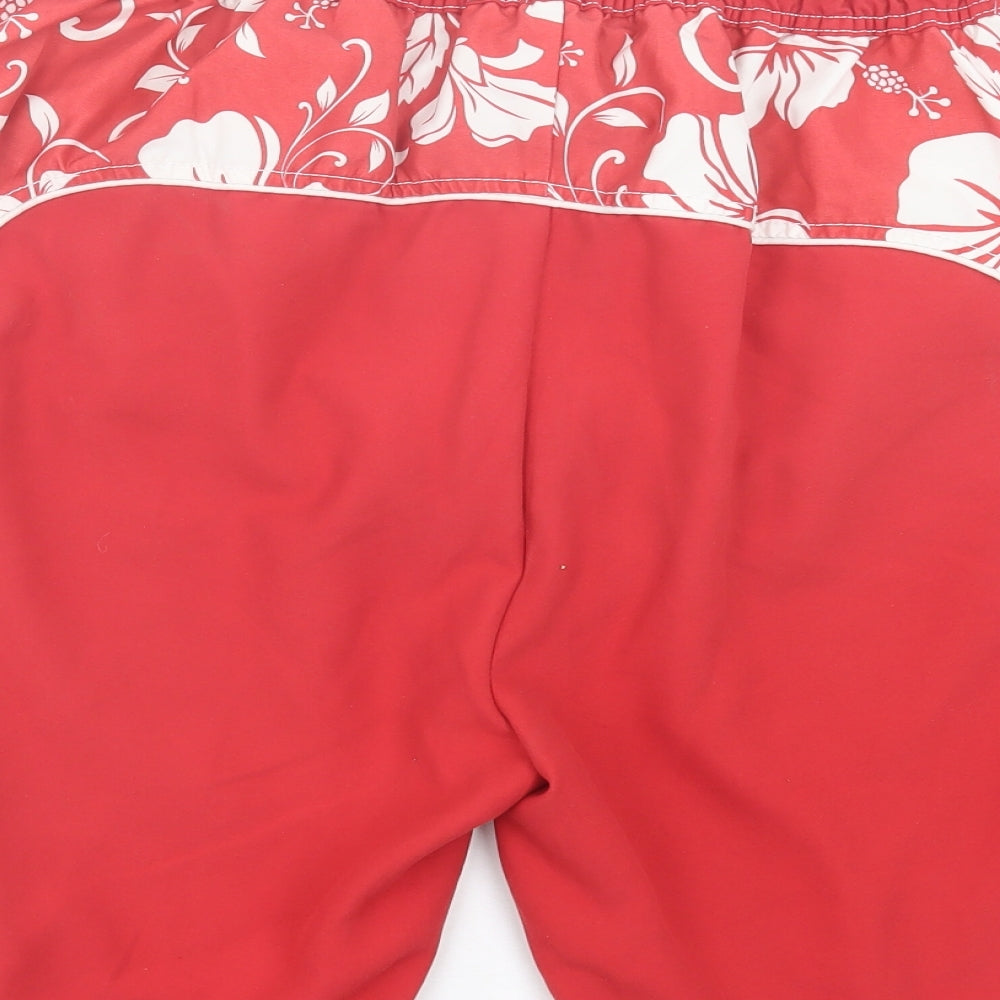 Matalan Mens Red Floral Polyester Sweat Shorts Size 2XL L10 in Regular Drawstring