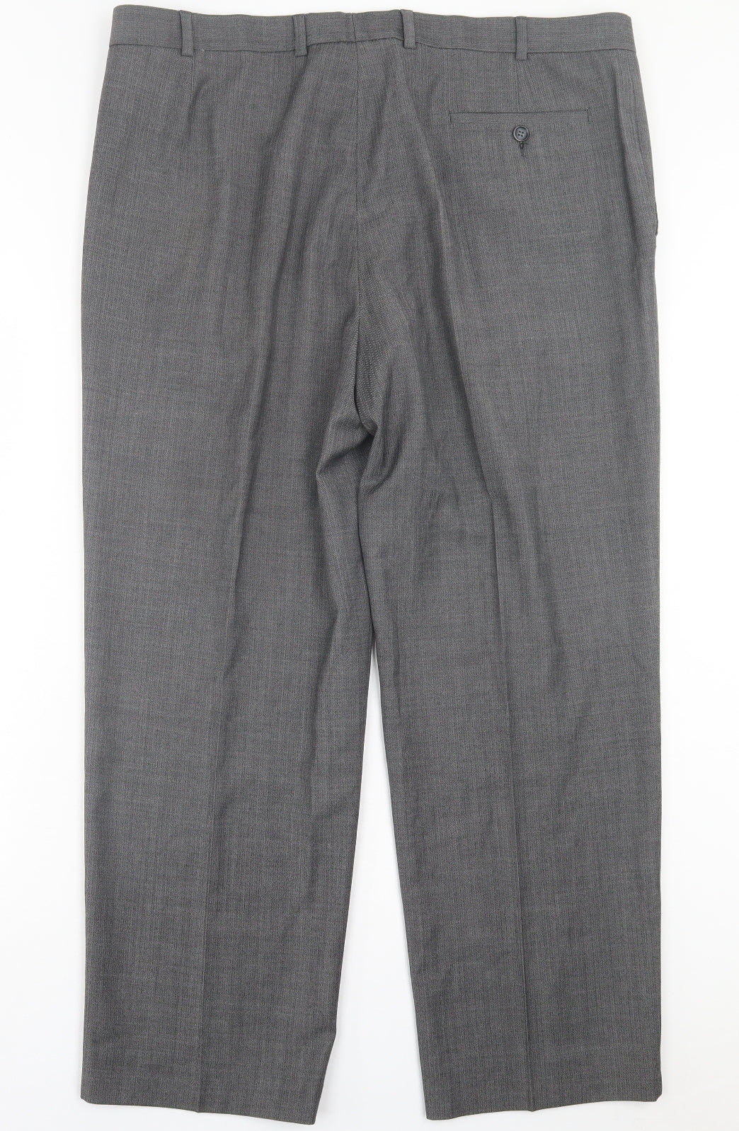 Marks and Spencer Mens Grey Wool Trousers Size 40 in L29 in Regular Button