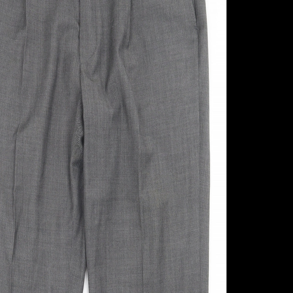 Marks and Spencer Mens Grey Wool Trousers Size 40 in L29 in Regular Button