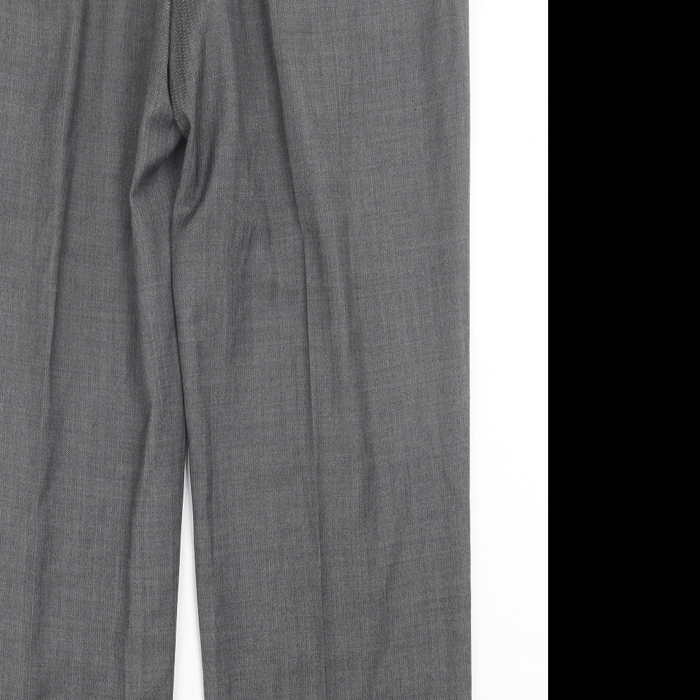Marks and Spencer Mens Grey Wool Trousers Size 40 in L29 in Regular Button