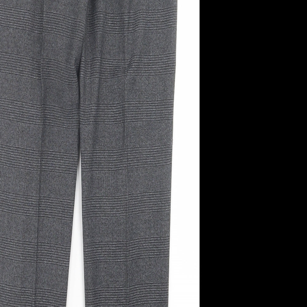 Primark Mens Grey Plaid Polyester Trousers Size 32 in L32 in Regular Button