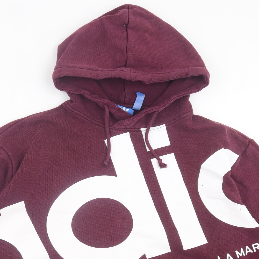 adidas Mens Purple Cotton Pullover Hoodie Size L